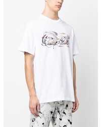 T-shirt à col rond imprimé blanc Amiri