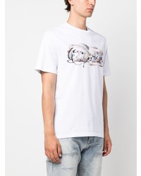 T-shirt à col rond imprimé blanc Amiri