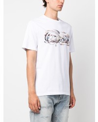 T-shirt à col rond imprimé blanc Amiri