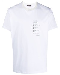 T-shirt à col rond imprimé blanc Peserico