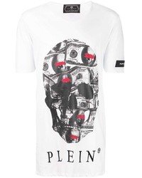 T-shirt à col rond imprimé blanc Philipp Plein