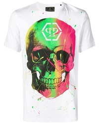 T-shirt à col rond imprimé blanc Philipp Plein