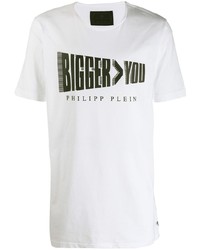 T-shirt à col rond imprimé blanc Philipp Plein