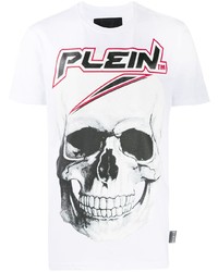 T-shirt à col rond imprimé blanc Philipp Plein