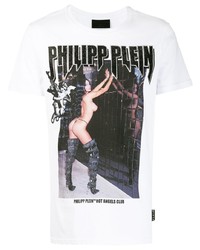 T-shirt à col rond imprimé blanc Philipp Plein