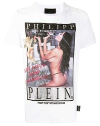 T-shirt à col rond imprimé blanc Philipp Plein