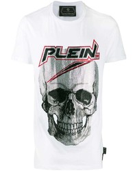 T-shirt à col rond imprimé blanc Philipp Plein