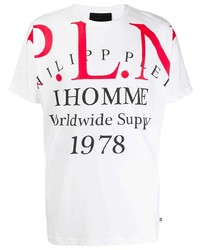 T-shirt à col rond imprimé blanc Philipp Plein