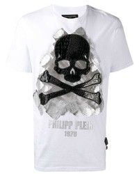 T-shirt à col rond imprimé blanc Philipp Plein