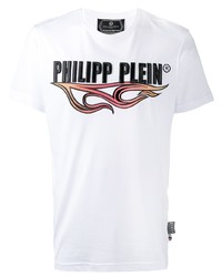 T-shirt à col rond imprimé blanc Philipp Plein