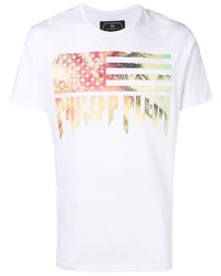 T-shirt à col rond imprimé blanc Philipp Plein