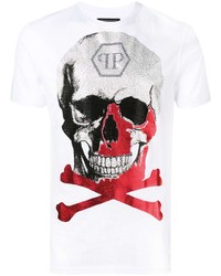 T-shirt à col rond imprimé blanc Philipp Plein