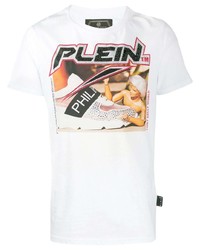 T-shirt à col rond imprimé blanc Philipp Plein