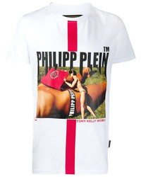 T-shirt à col rond imprimé blanc Philipp Plein