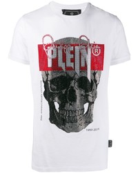 T-shirt à col rond imprimé blanc Philipp Plein