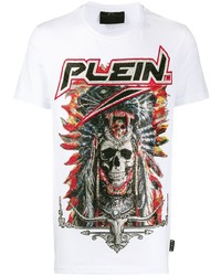 T-shirt à col rond imprimé blanc Philipp Plein