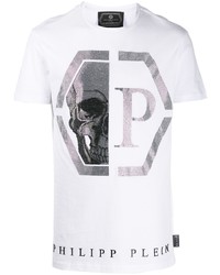 T-shirt à col rond imprimé blanc Philipp Plein