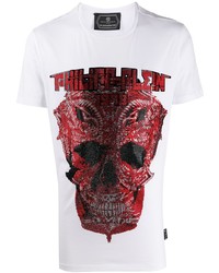 T-shirt à col rond imprimé blanc Philipp Plein