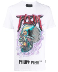 T-shirt à col rond imprimé blanc Philipp Plein