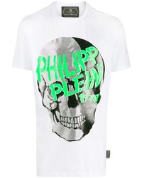 T-shirt à col rond imprimé blanc Philipp Plein