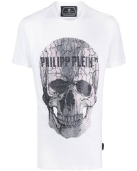 T-shirt à col rond imprimé blanc Philipp Plein