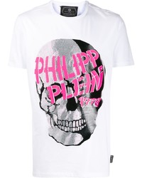 T-shirt à col rond imprimé blanc Philipp Plein