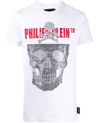 T-shirt à col rond imprimé blanc Philipp Plein