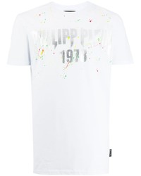 T-shirt à col rond imprimé blanc Philipp Plein