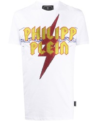 T-shirt à col rond imprimé blanc Philipp Plein