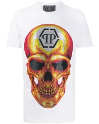 T-shirt à col rond imprimé blanc Philipp Plein