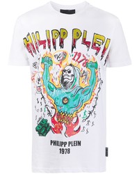 T-shirt à col rond imprimé blanc Philipp Plein