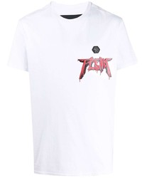 T-shirt à col rond imprimé blanc Philipp Plein