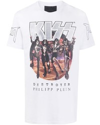 T-shirt à col rond imprimé blanc Philipp Plein