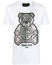 T-shirt à col rond imprimé blanc Philipp Plein