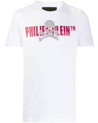 T-shirt à col rond imprimé blanc Philipp Plein