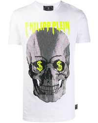 T-shirt à col rond imprimé blanc Philipp Plein