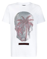 T-shirt à col rond imprimé blanc Philipp Plein