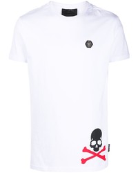 T-shirt à col rond imprimé blanc Philipp Plein