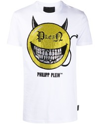 T-shirt à col rond imprimé blanc Philipp Plein