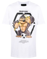 T-shirt à col rond imprimé blanc Philipp Plein