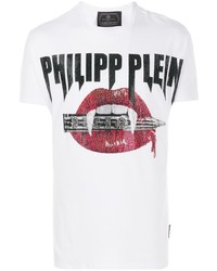 T-shirt à col rond imprimé blanc Philipp Plein