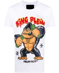 T-shirt à col rond imprimé blanc Philipp Plein