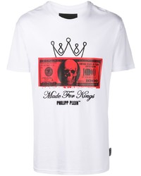 T-shirt à col rond imprimé blanc Philipp Plein