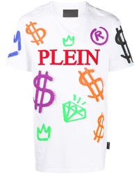 T-shirt à col rond imprimé blanc Philipp Plein