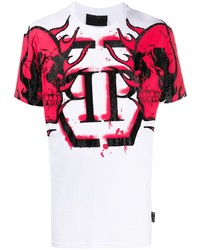 T-shirt à col rond imprimé blanc Philipp Plein