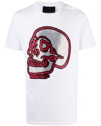 T-shirt à col rond imprimé blanc Philipp Plein