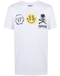 T-shirt à col rond imprimé blanc Philipp Plein