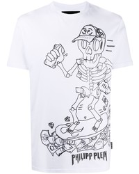 T-shirt à col rond imprimé blanc Philipp Plein