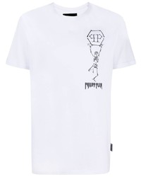 T-shirt à col rond imprimé blanc Philipp Plein