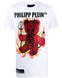 T-shirt à col rond imprimé blanc Philipp Plein